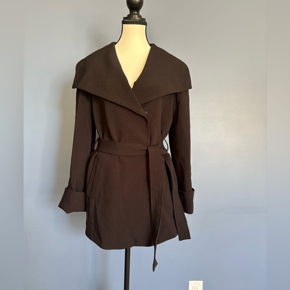 Tahari Black Mid-length Trench Coat size XS - Picture 7 of 12